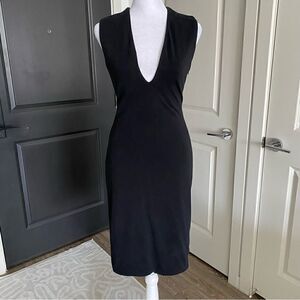 Blaque Label Black Plunge Neck Bodycon Sheath Pencil Dress Size S